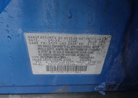 2024 Nissan Kicks S Xtronic Cvt z USA, uszkodzony, nr VIN 3N1CP5BV1RL473861